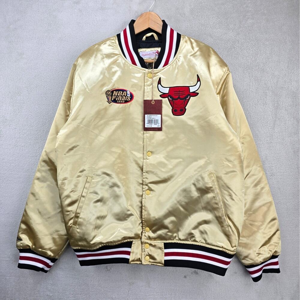 Mitchell & Ness NBA Chicago Bulls 1998 Finals Championship Satin Jacket XL Gold‎